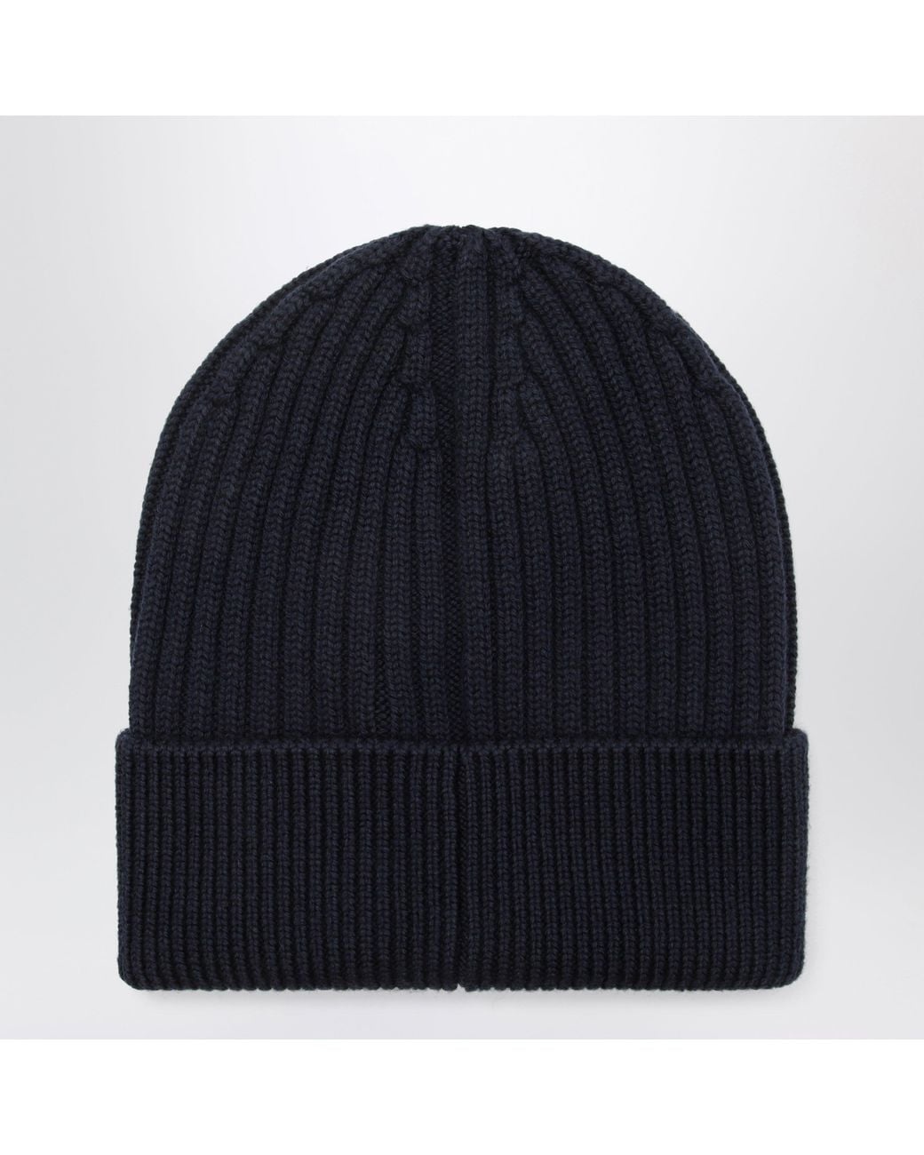 Moncler Blue Ribbed Wool Beanie for men