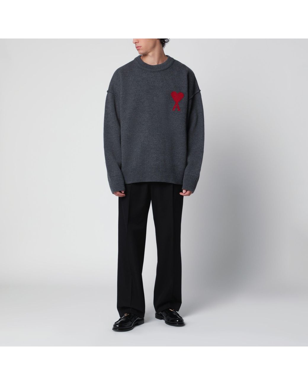 AMI Gray Dark Ami De Coeur Sweater for men