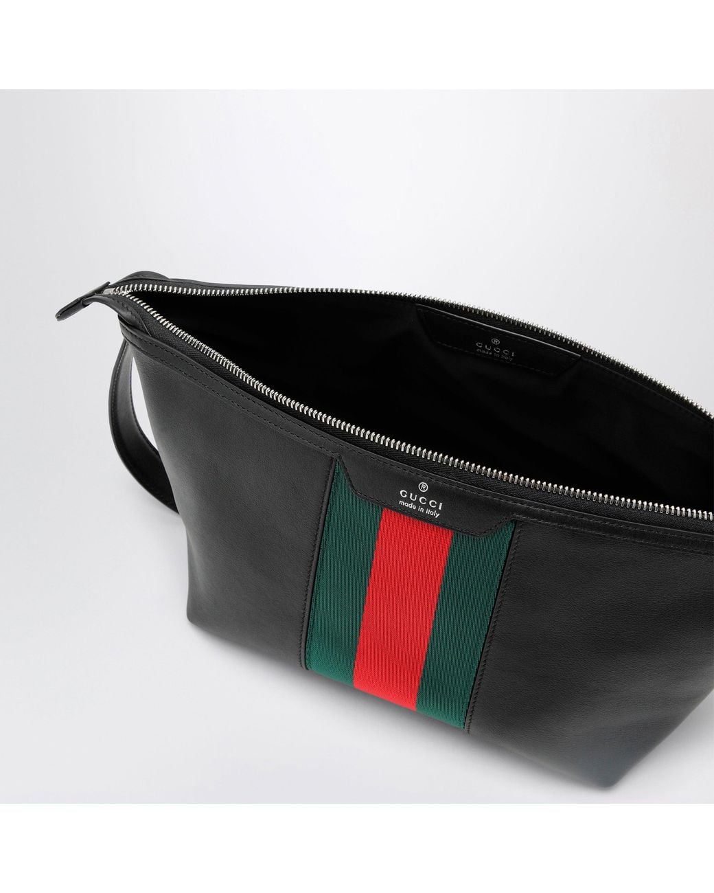 Gucci Black Mega Web Trademark Small Toiletry Case In Calfskin, for men
