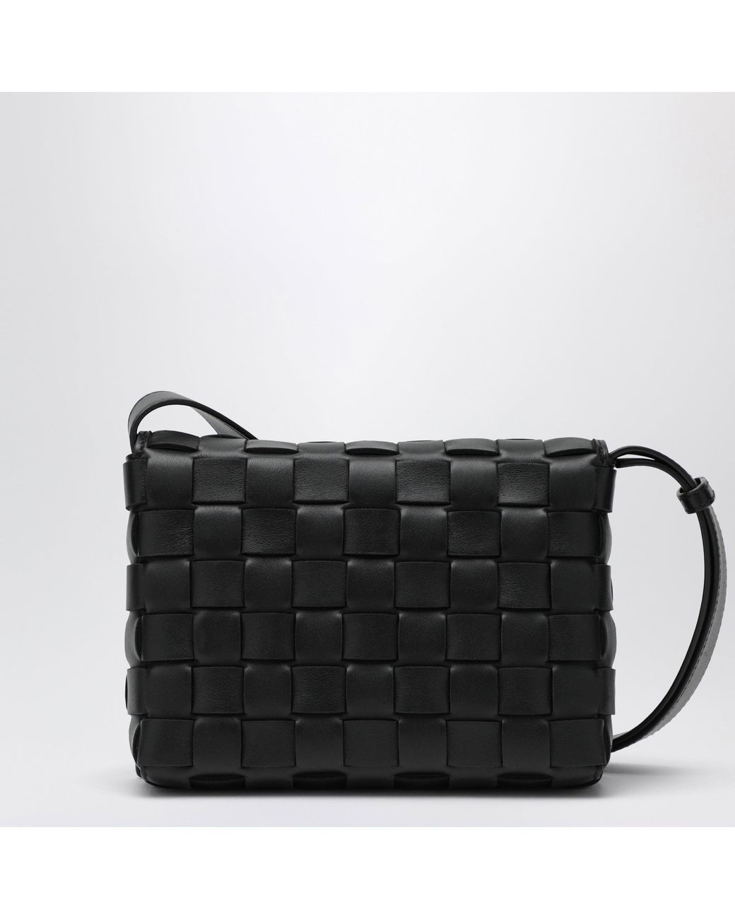 Bottega Veneta Black Orto Intrecciato Calf Leather Messenger Bag for men
