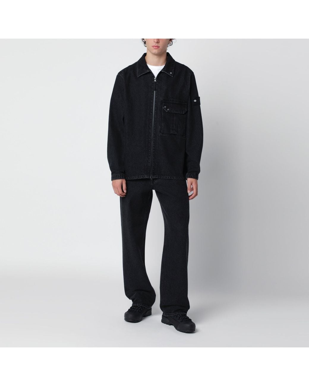 Stone Island Black Denim Shirt Jacket for men