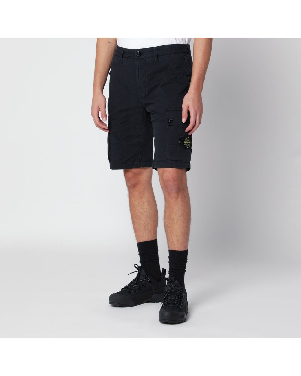 Stone Island Blue Cargo Bermuda Shorts for men