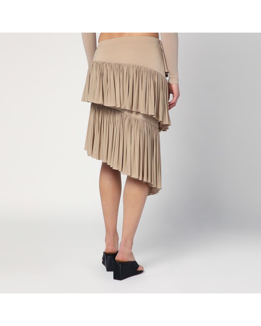 【送料&関税込】Alaia Asymmetrical Spiral Skirt Alaïa Asymmetrical Spiral Skirt in Natural | Lyst