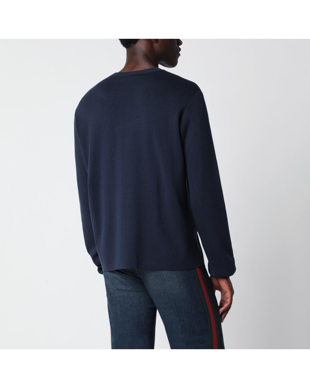 Gucci Blue Ink Silk And Cotton Sweater for men