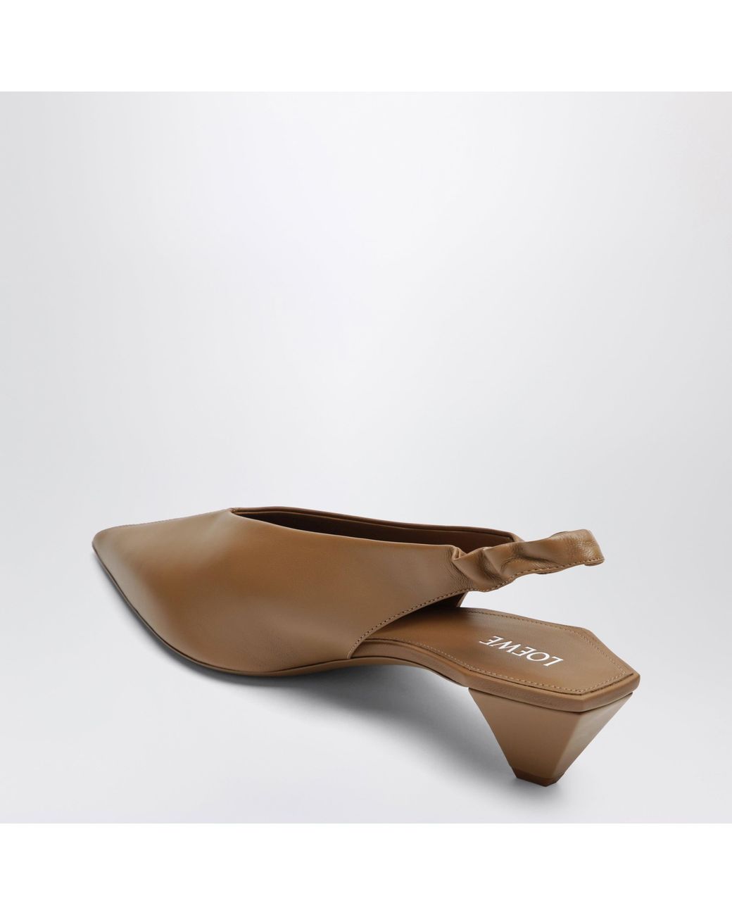 Loewe Brown Origami Cubic Mocha Lambskin Slingback Shoes