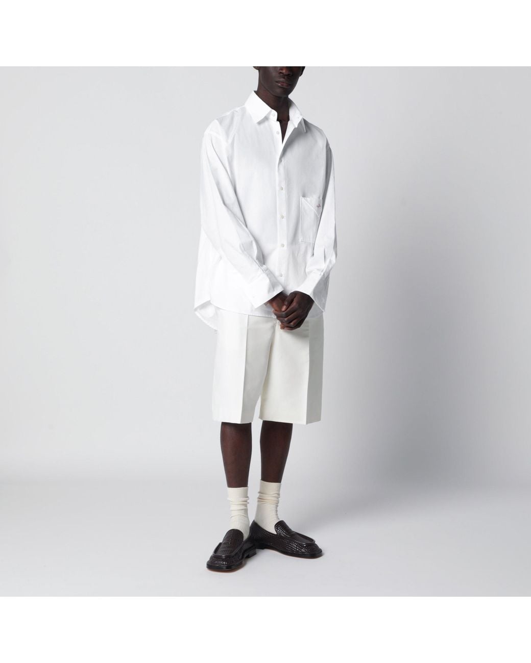 Bottega Veneta White Silk-Blend Bermuda Shorts By for men