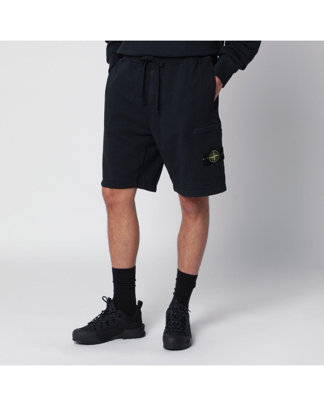 Stone Island Black Jogger Shorts for men