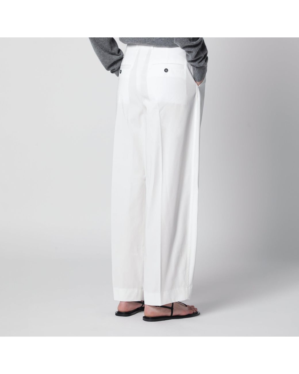 Totême  White Single-Pleat Organic Cotton Trousers