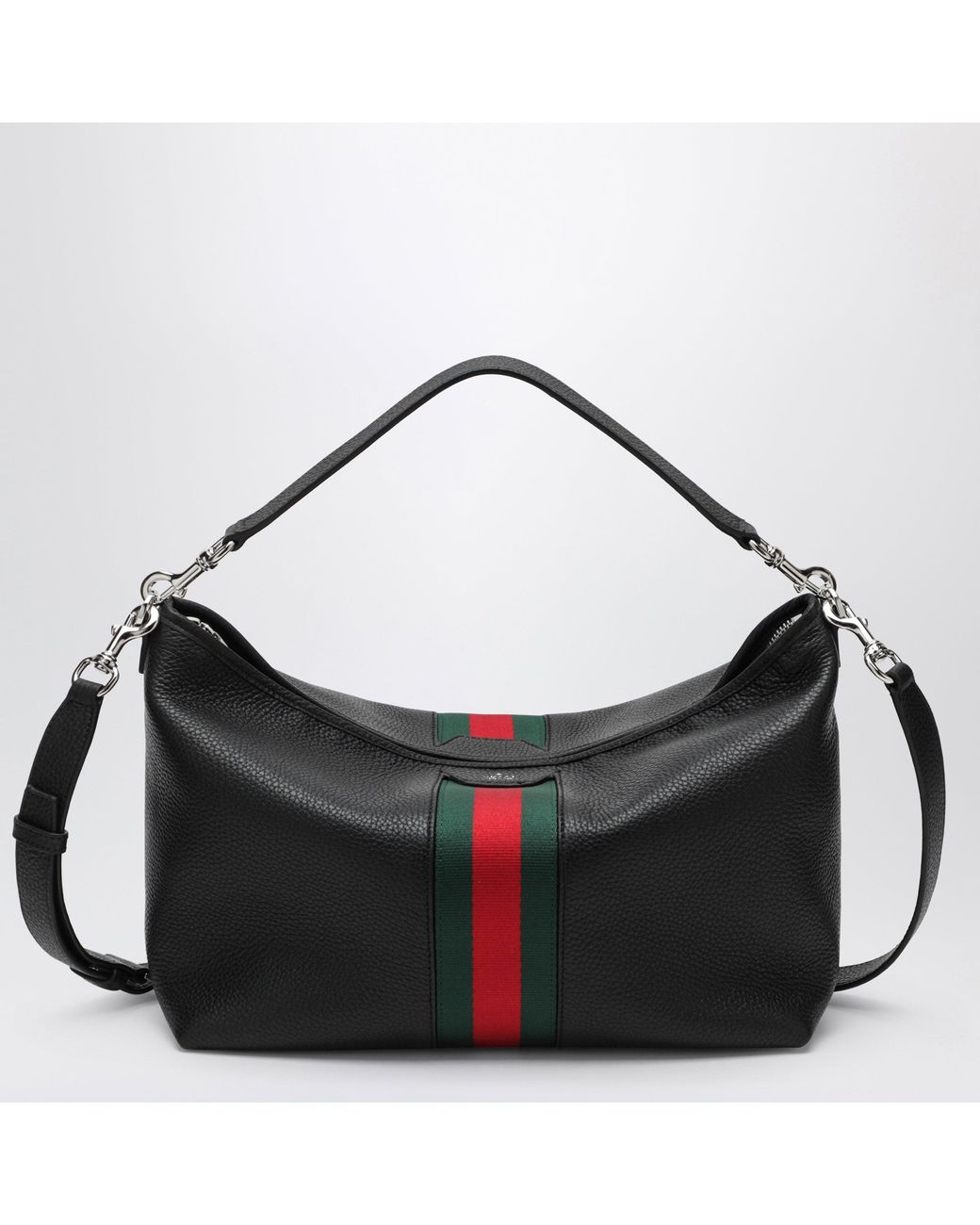 Gucci Black Grained Leather Bag With Web Detail for men