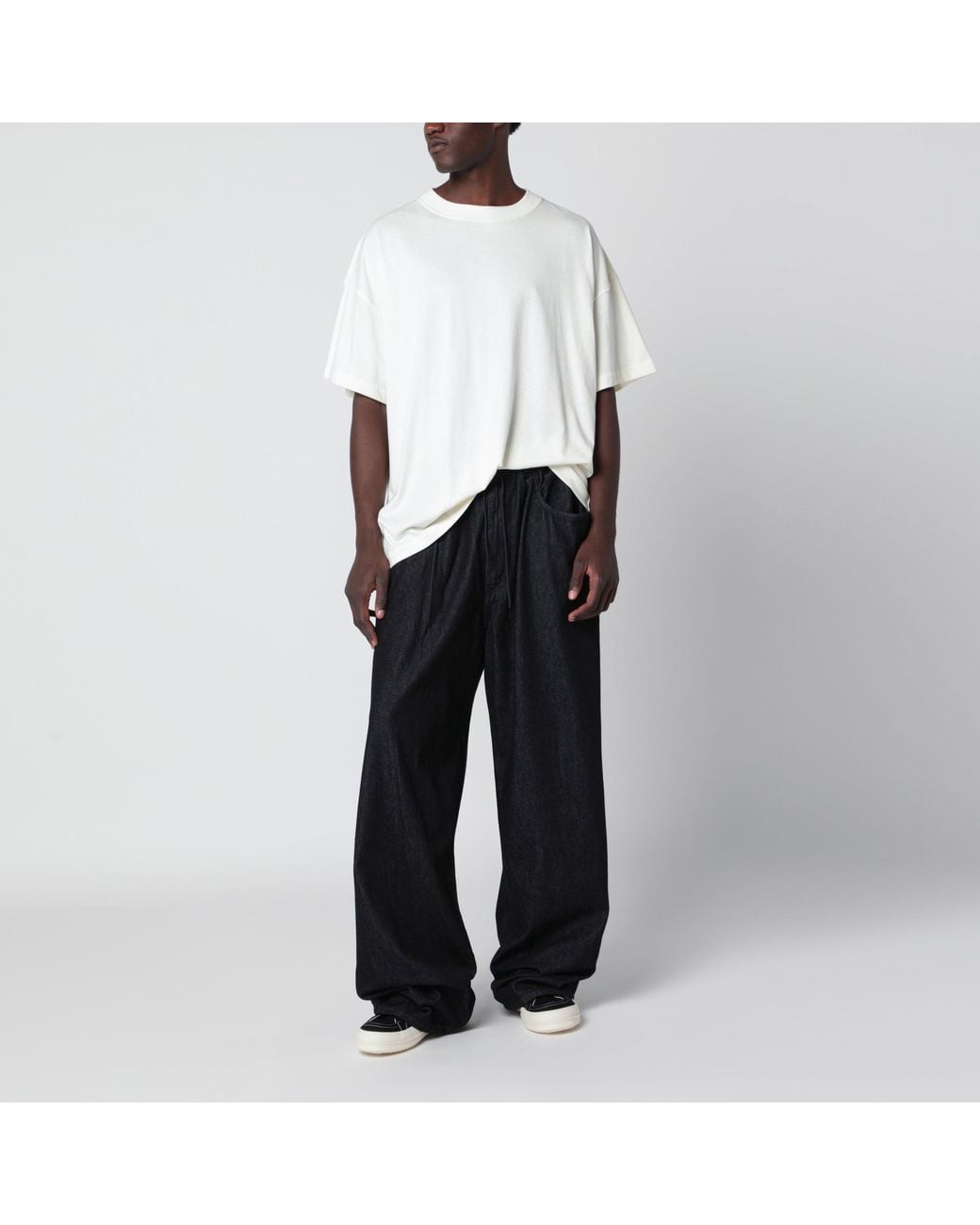 Y-3 Black Wide-Leg Denim Trousers for men