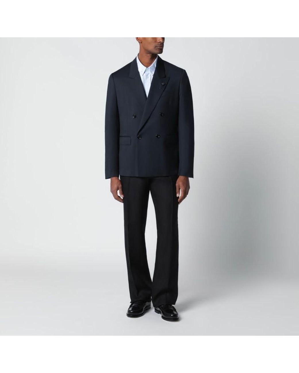 Lardini Blue Double-Breasted Wool Jacket for men
