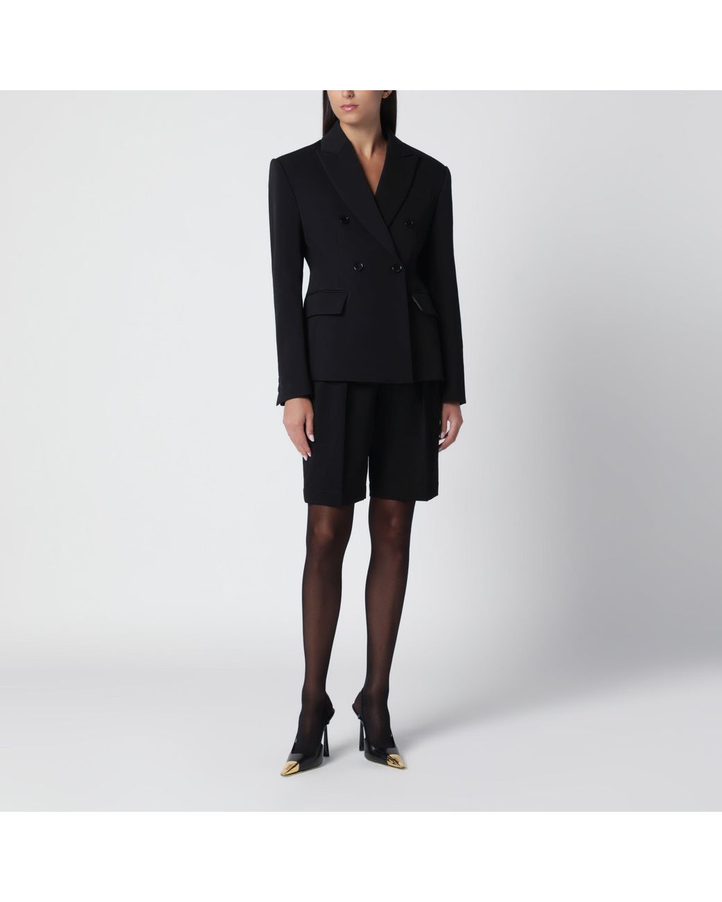 Saint Laurent Black Tailored Wool Bermuda Shorts