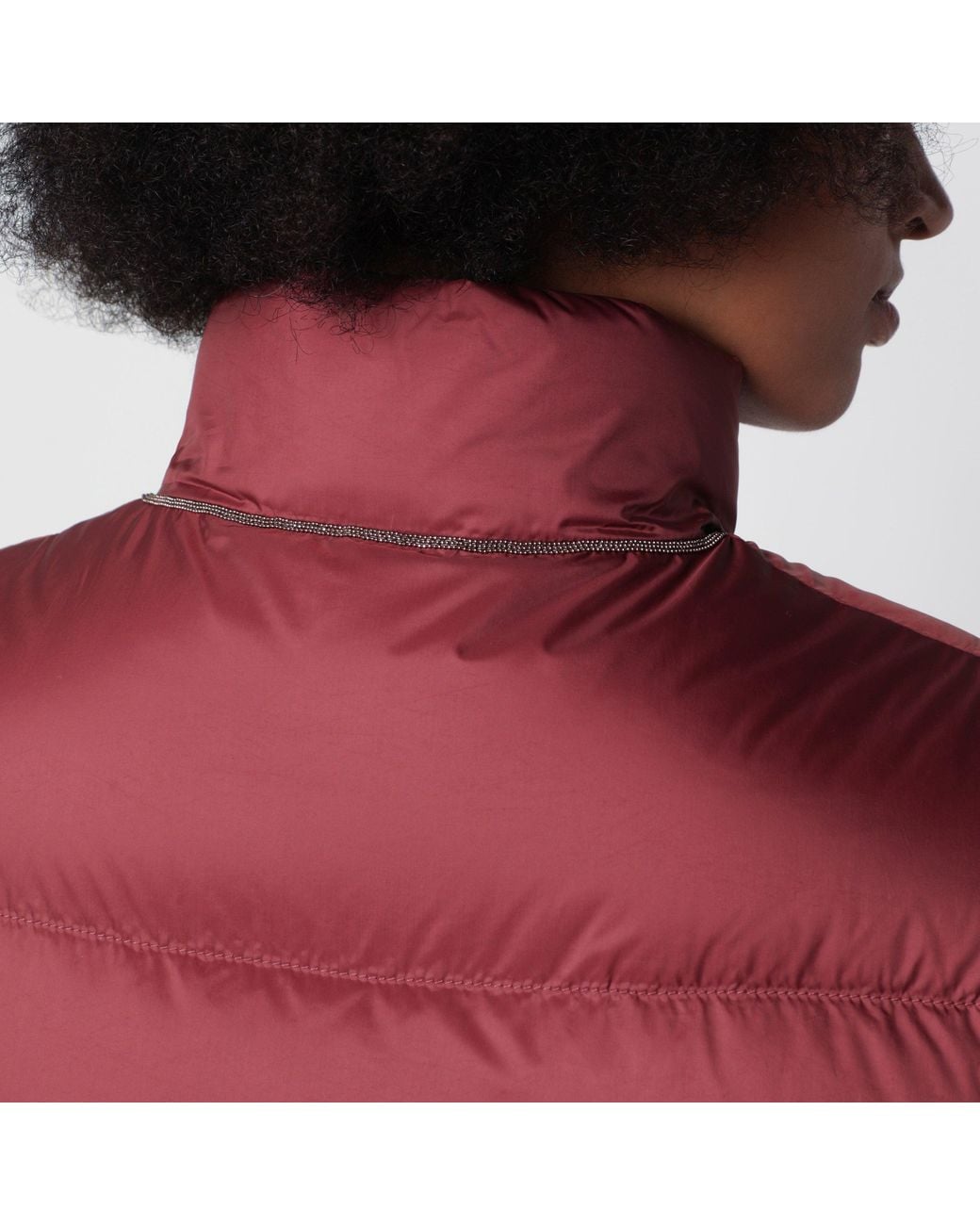Brunello Cucinelli Red Rosso Mattone Sleeveless Nylon Down Jacket