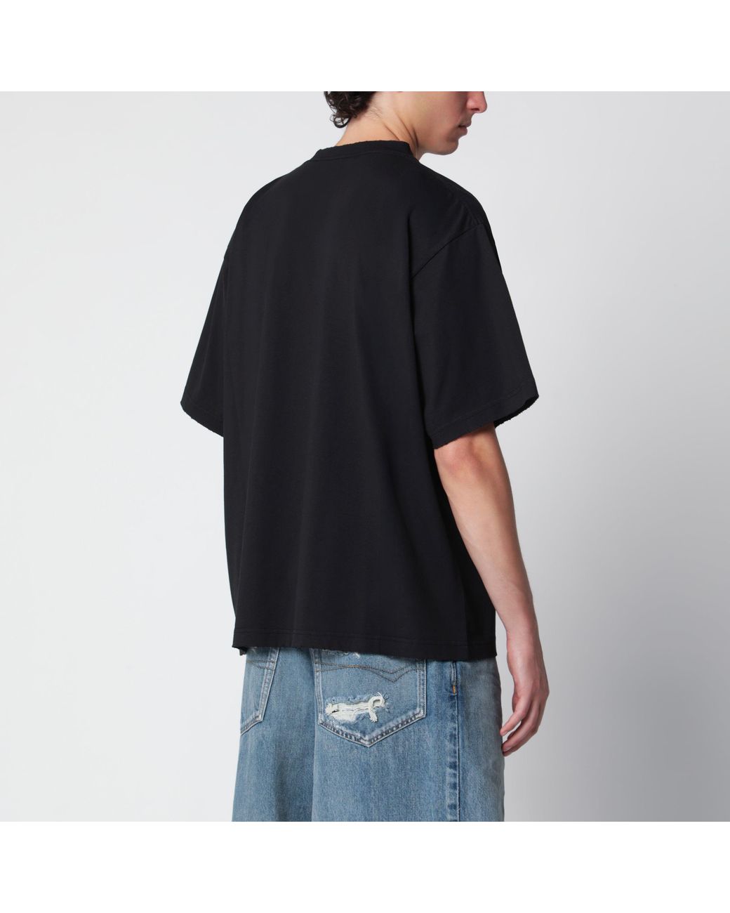 Balenciaga Black Holiday Graphic Print Cotton T-Shirt for men