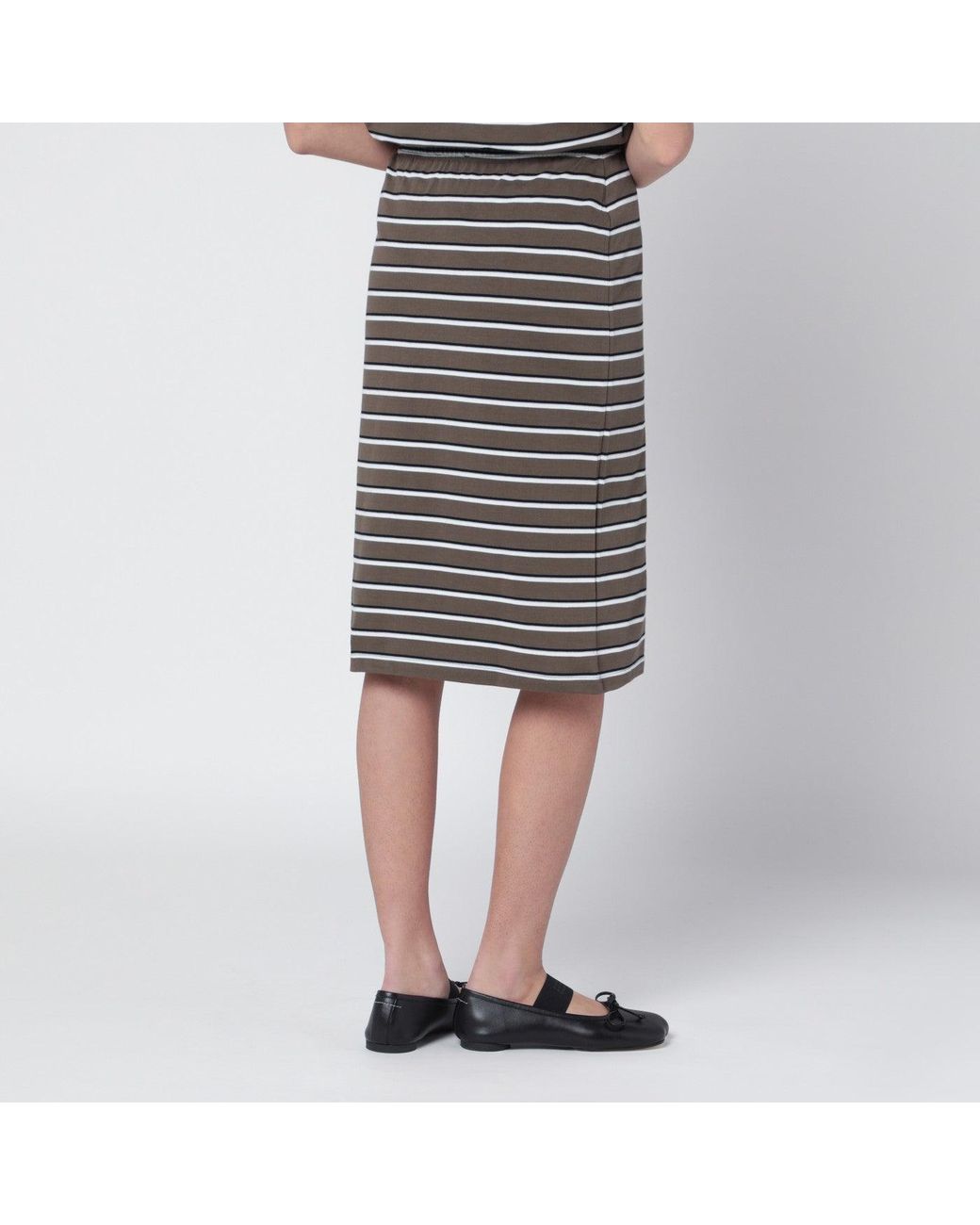 ROTATE BIRGER CHRISTENSEN Black Striped Cottonjersey Pencil Skirt