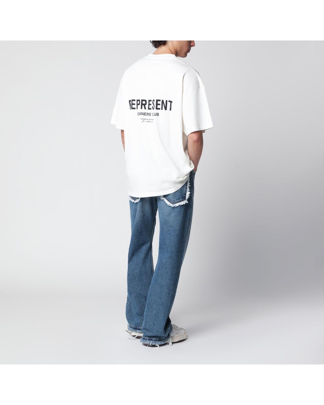Represent White Logo Cotton T-Shirt for men