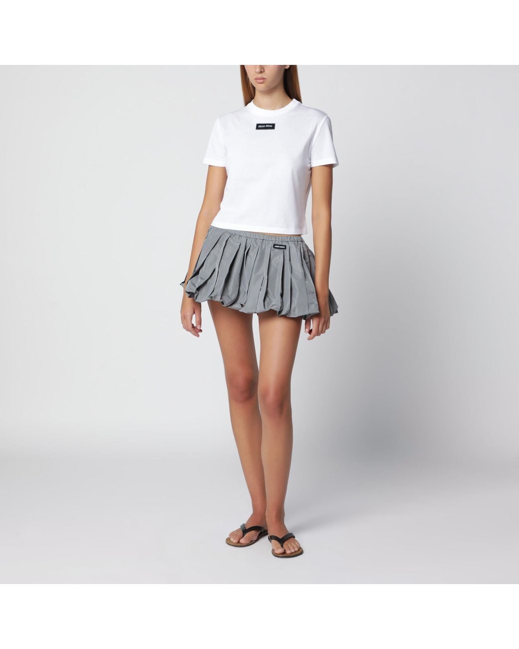 Miu Miu White Jersey T-Shirt With Logo