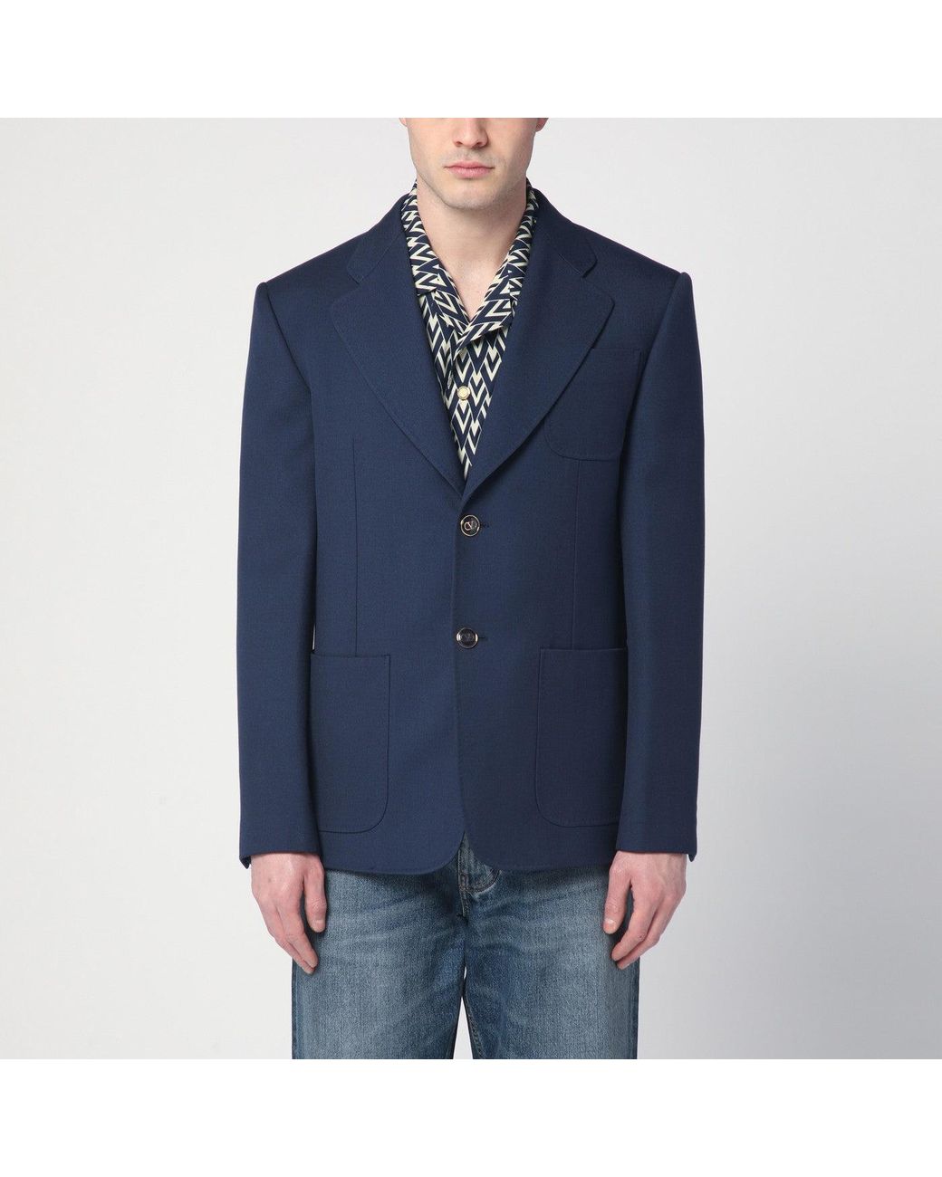 Valentino Blue Single-breasted Wool Jacket for men