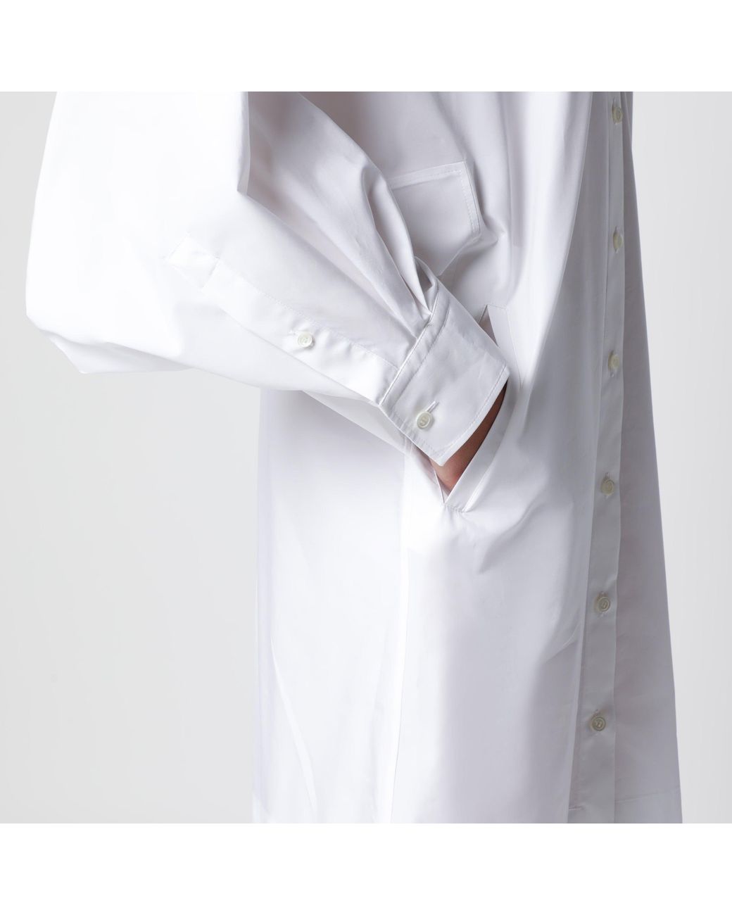 Loewe White Cotton Poplin Shirt Dress With Batwing Sleeves