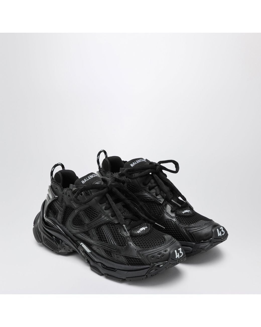 Balenciaga Black Mesh & Nylon Runner Sneakers With Almond Toe for men