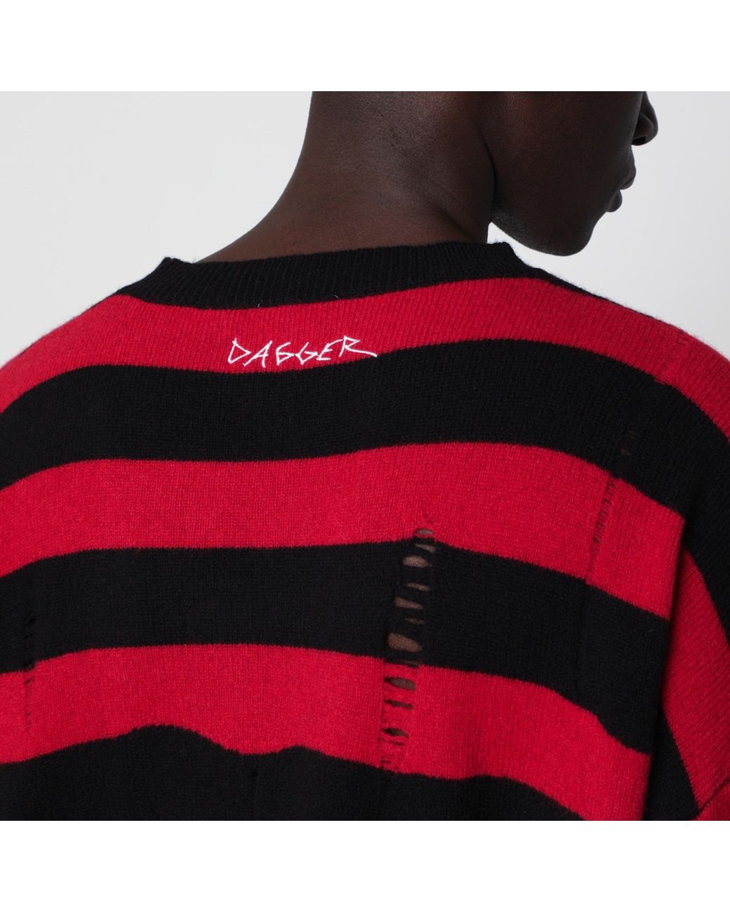 Pull Rayé Noir/Rouge Avec Détails Distressed DAGGER pour homme en coloris Red