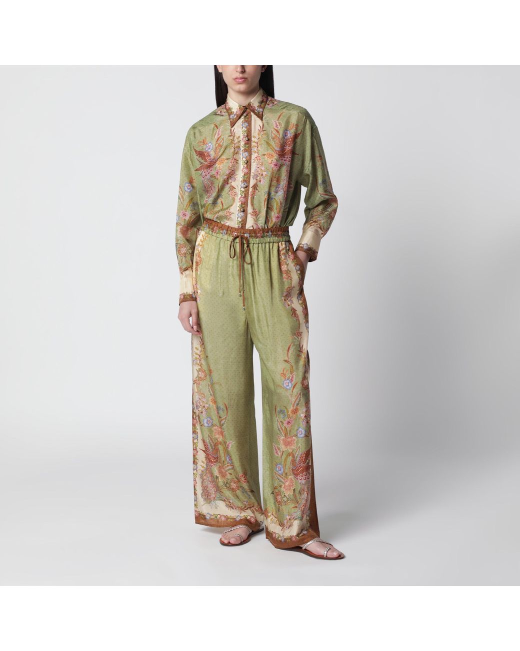 Zimmermann Green Indra Shirt With Floral Print