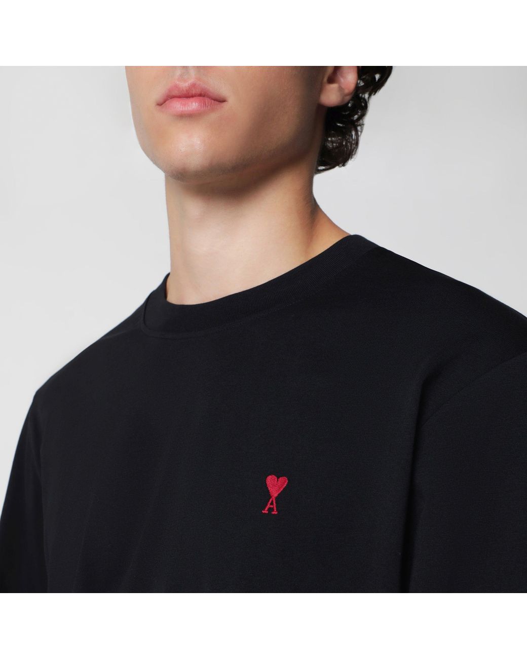 AMI Black Ami De Coeur T-Shirt for men