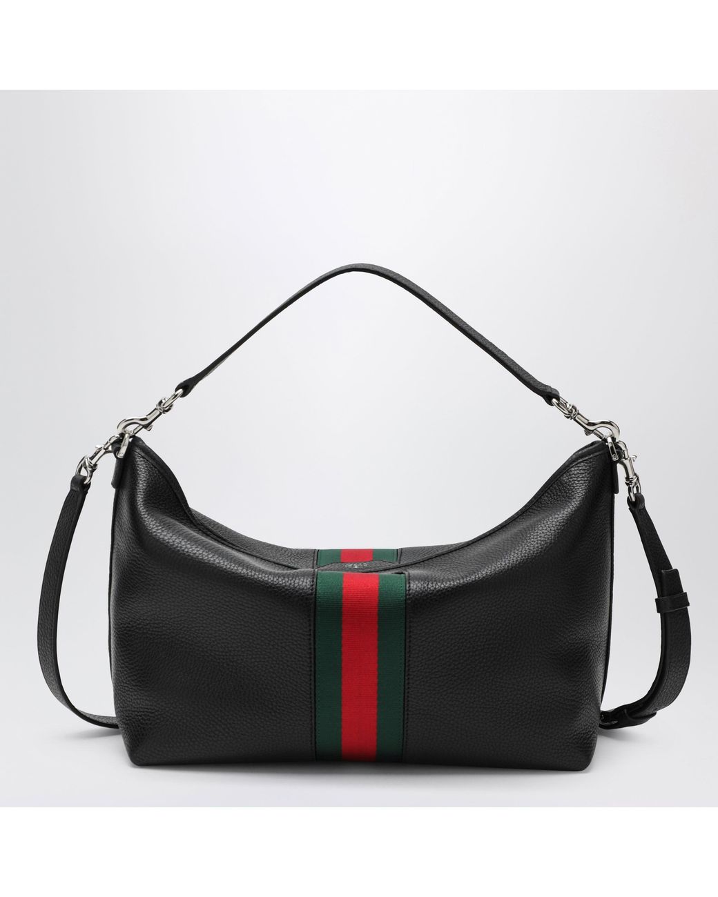 Gucci Black Grained Leather Bag With Web Detail for men