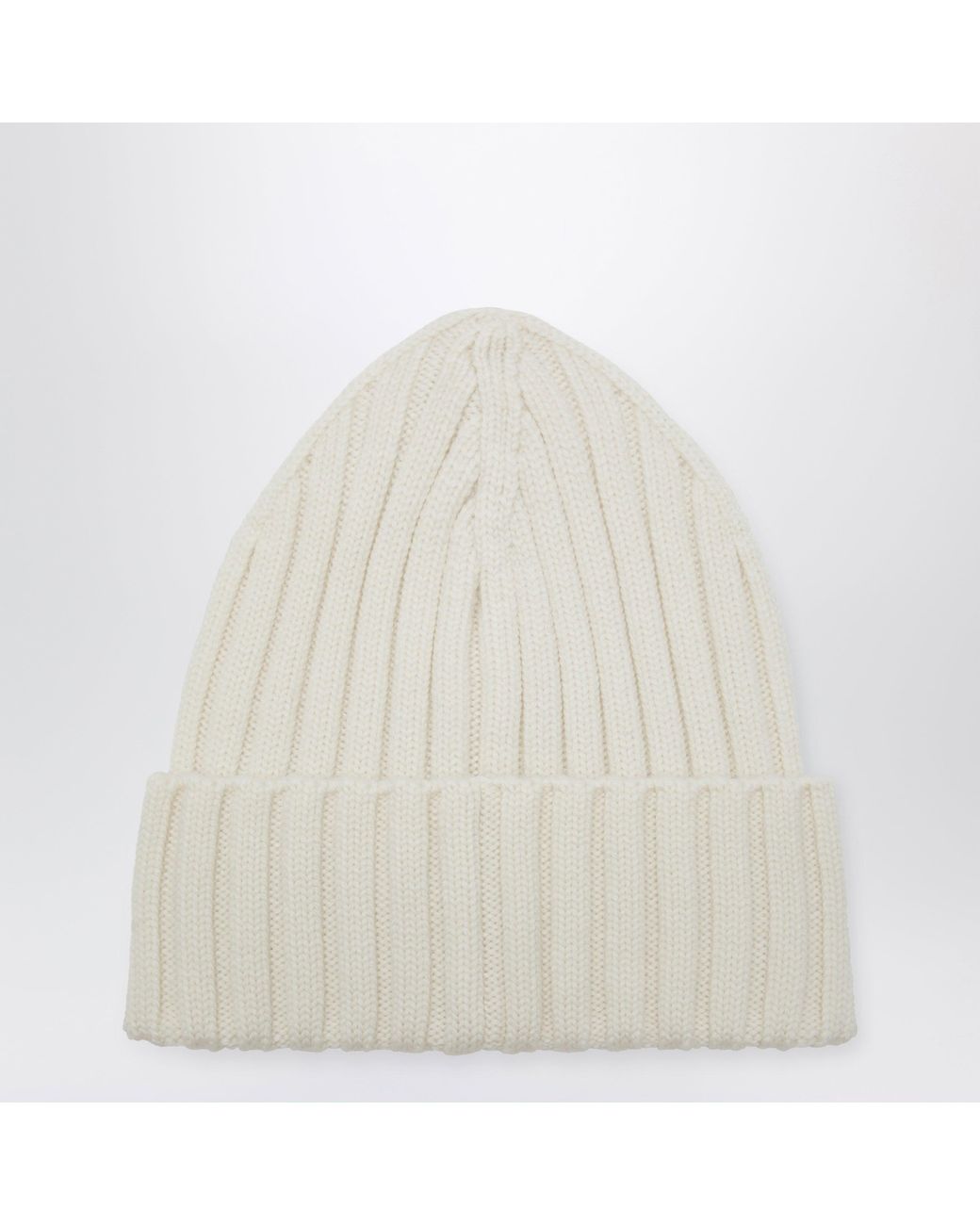 Moncler White Cable-Knit Wool Beanie With Logo