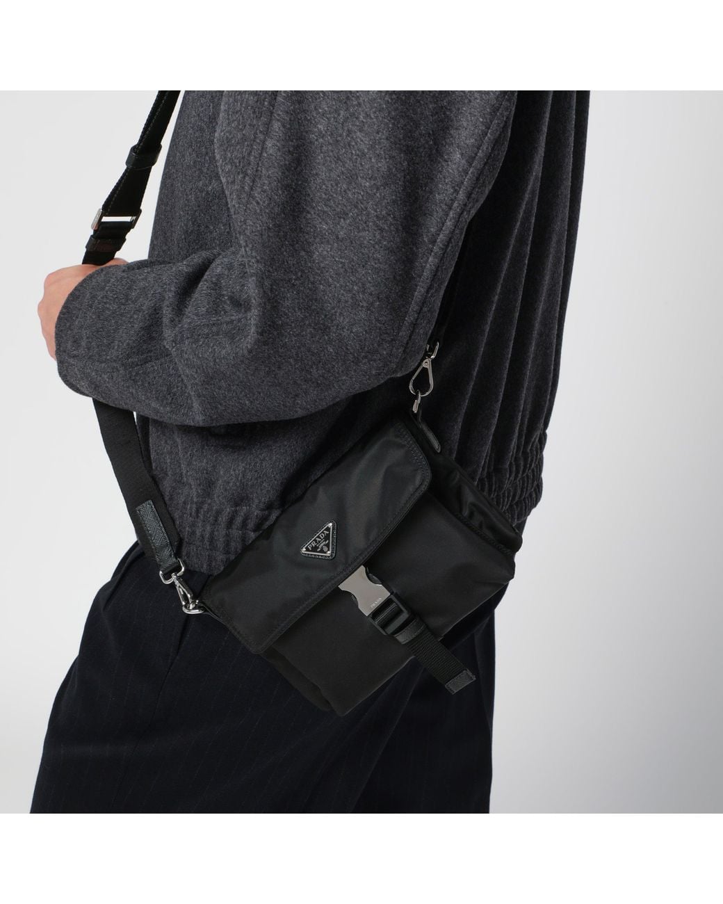 Prada Black Re-Nylon Phone Case for men
