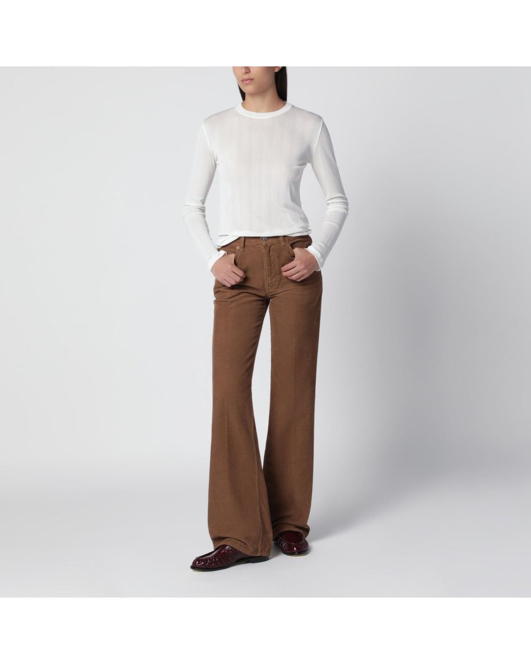 Saint Laurent Brown 1970S Fall Leaf Corduroy Trousers