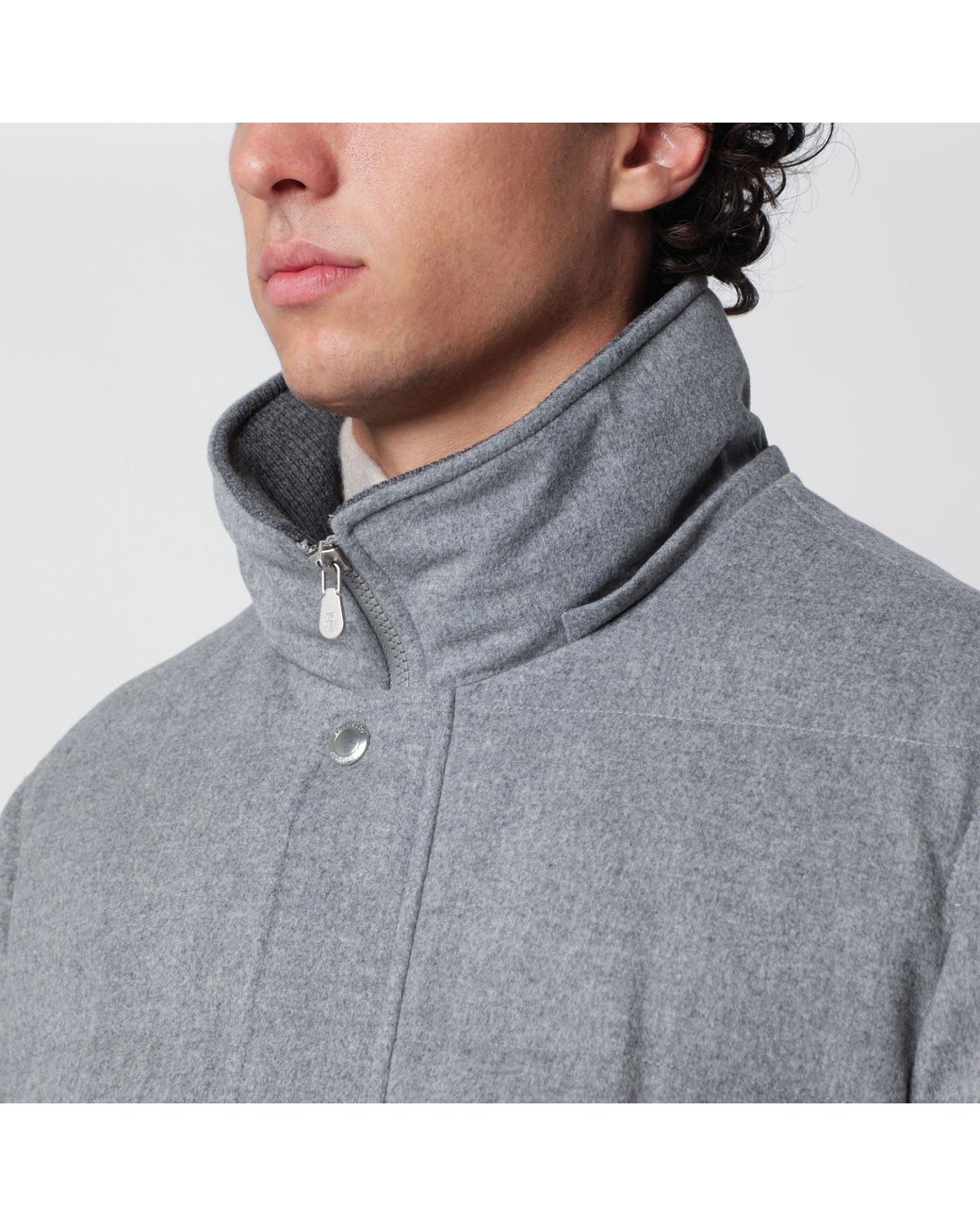 Brunello Cucinelli Gray Light Wool Parka for men