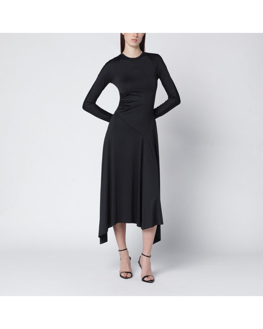 Victoria Beckham Black Asymmetric Midi Dress