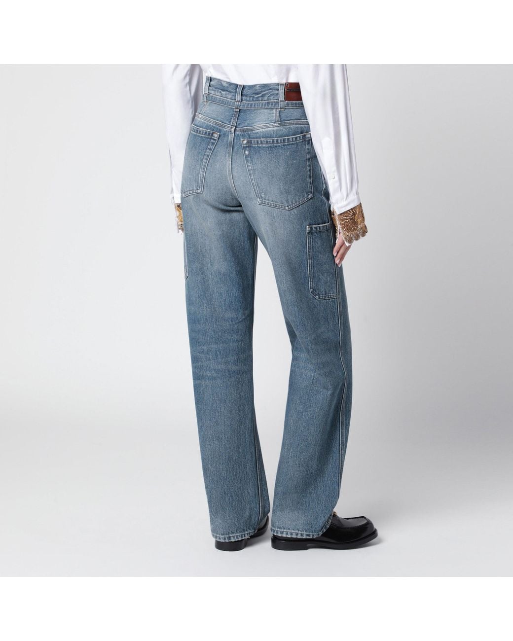 Dries Van Noten Blue Washed-Effect Jeans With Belt