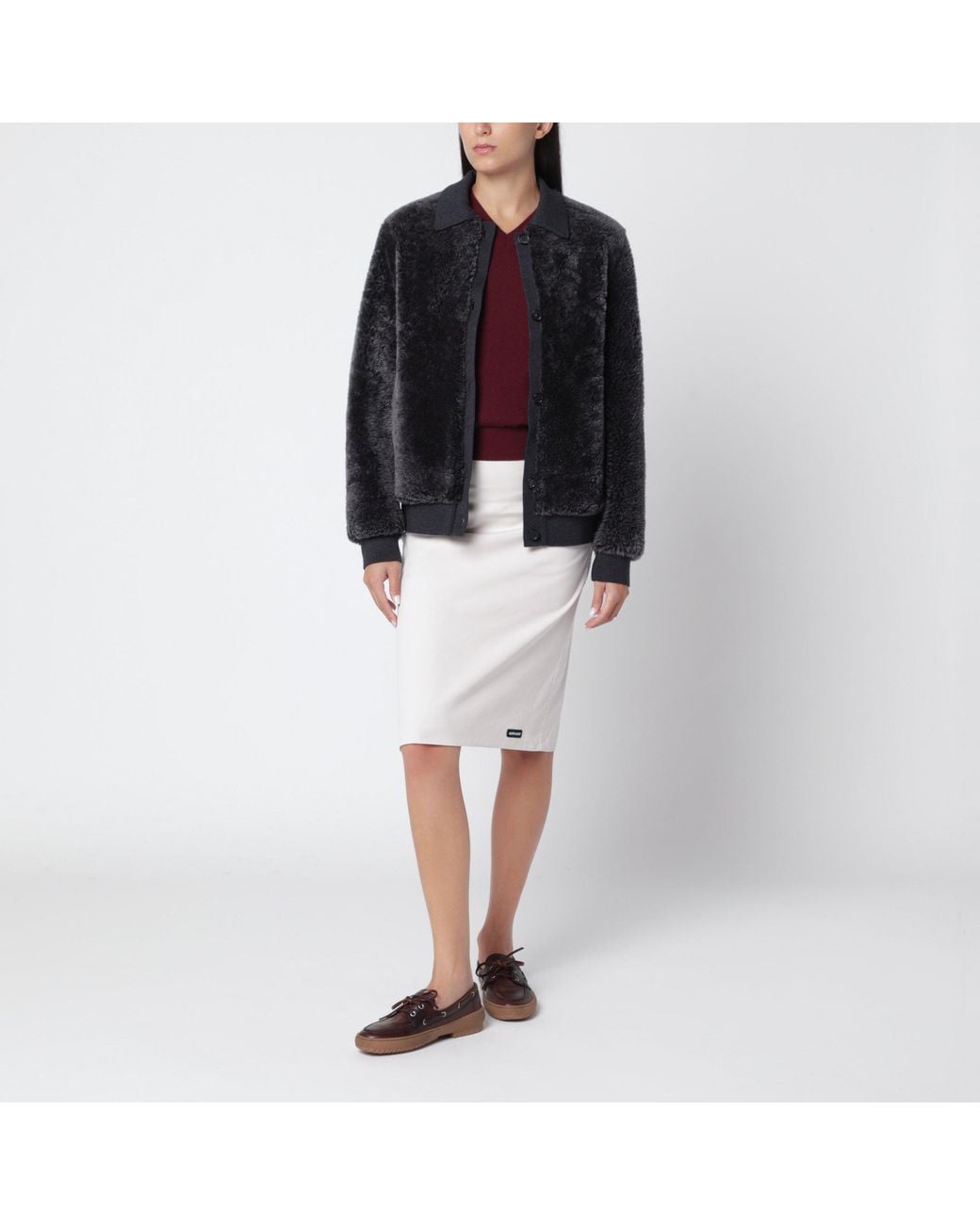 Miu Miu Black Sheepskin And Knit Blouson