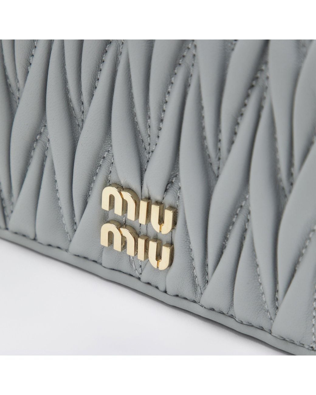 Miu Miu Gray Small Matelassé Nappa Leather Wallet