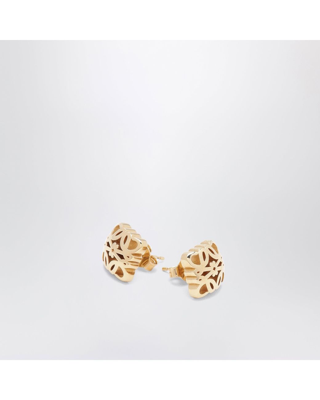 Loewe Metallic Goldtone Anagram Bombé Stud Earrings