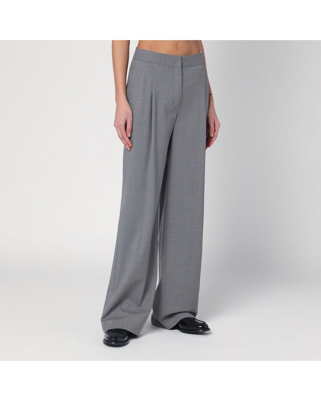 Loulou de Saison Gray Wide Grey Wool Pants