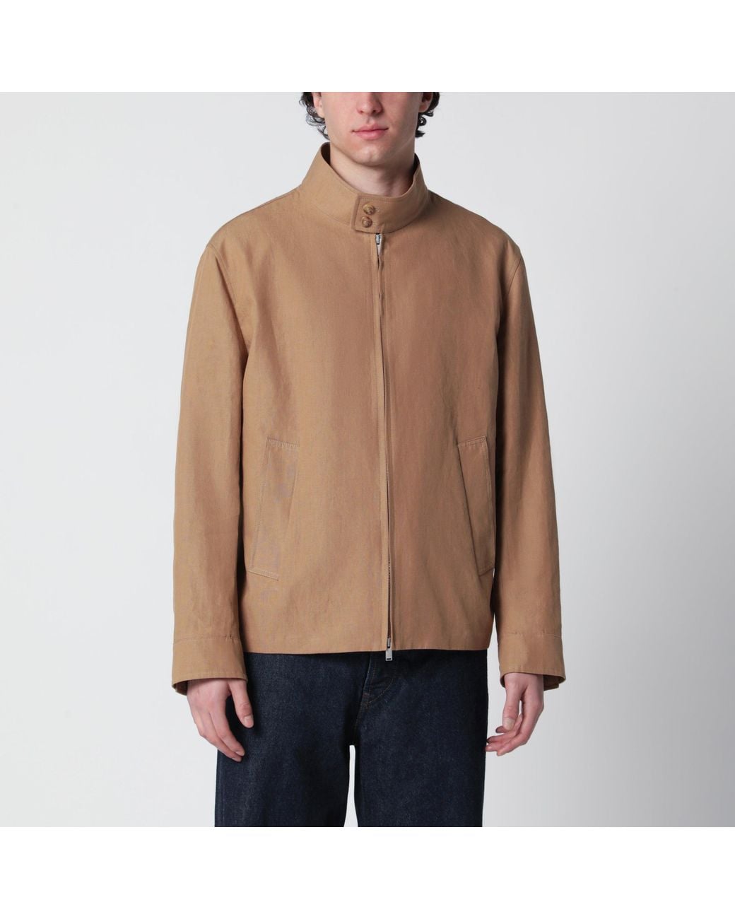 Lardini Brown Camel Linen-Blend Jacket for men