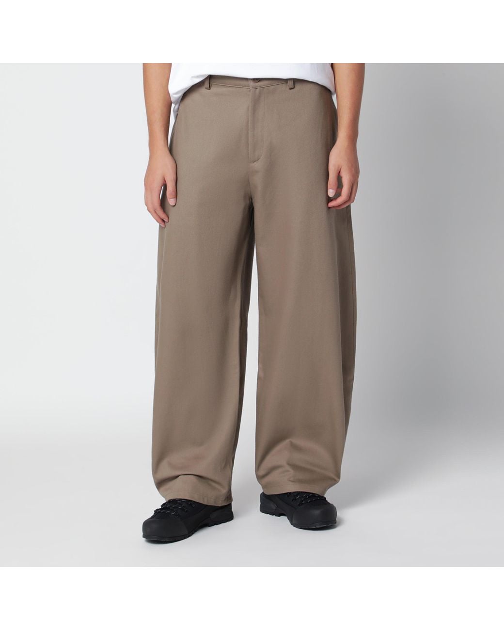 YMC Brown Taupe Loose-Fit Cotton Trousers for men