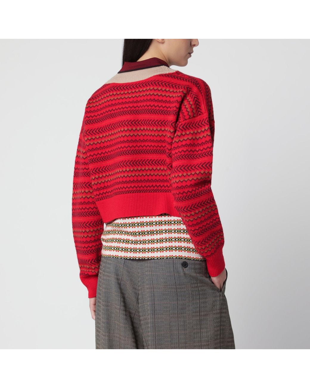Dries Van Noten Red Wool And Viscose Sweater