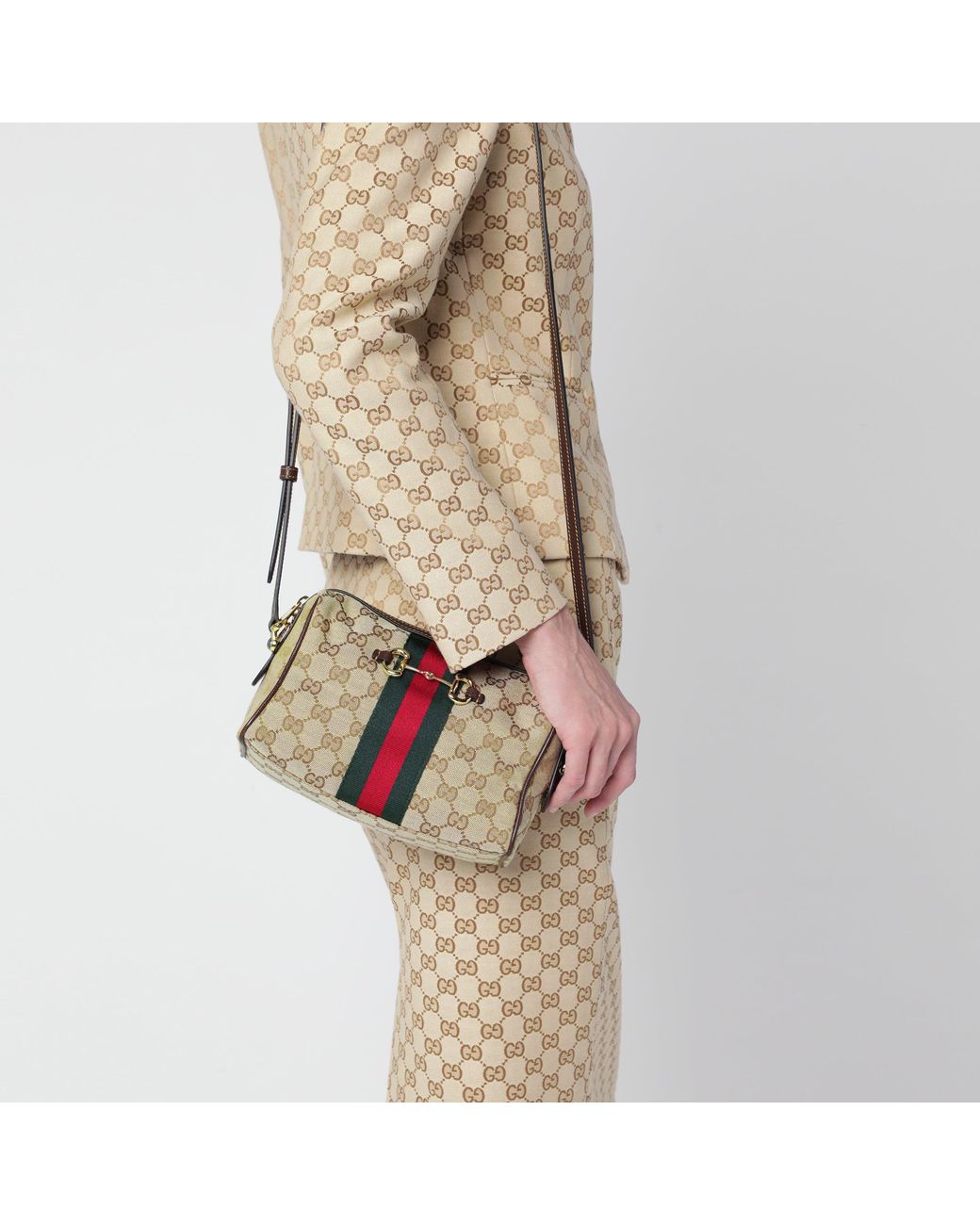 Gucci Natural Small Horsebit Web Camera Bag