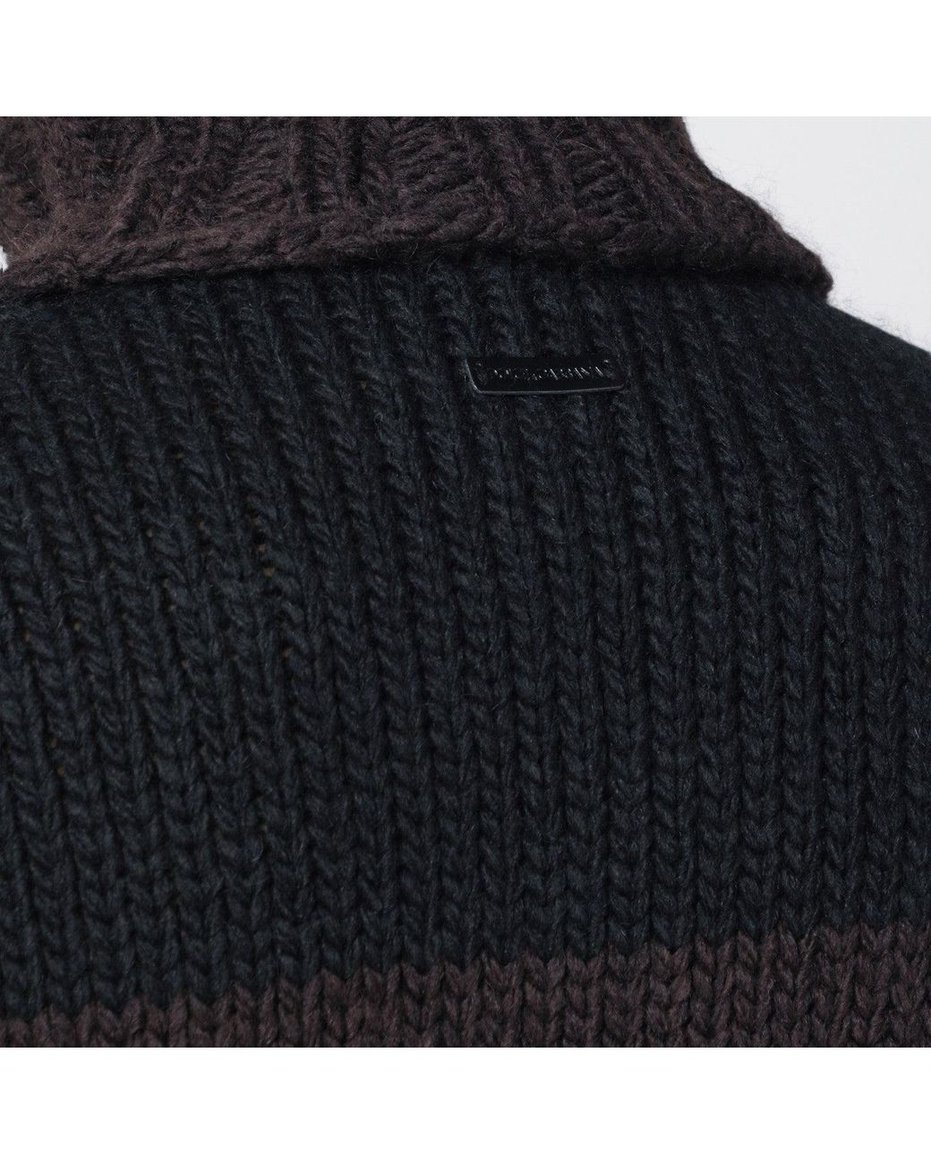 Dolce & Gabbana Black Striped Wool-Blend Turtleneck Sweater for men