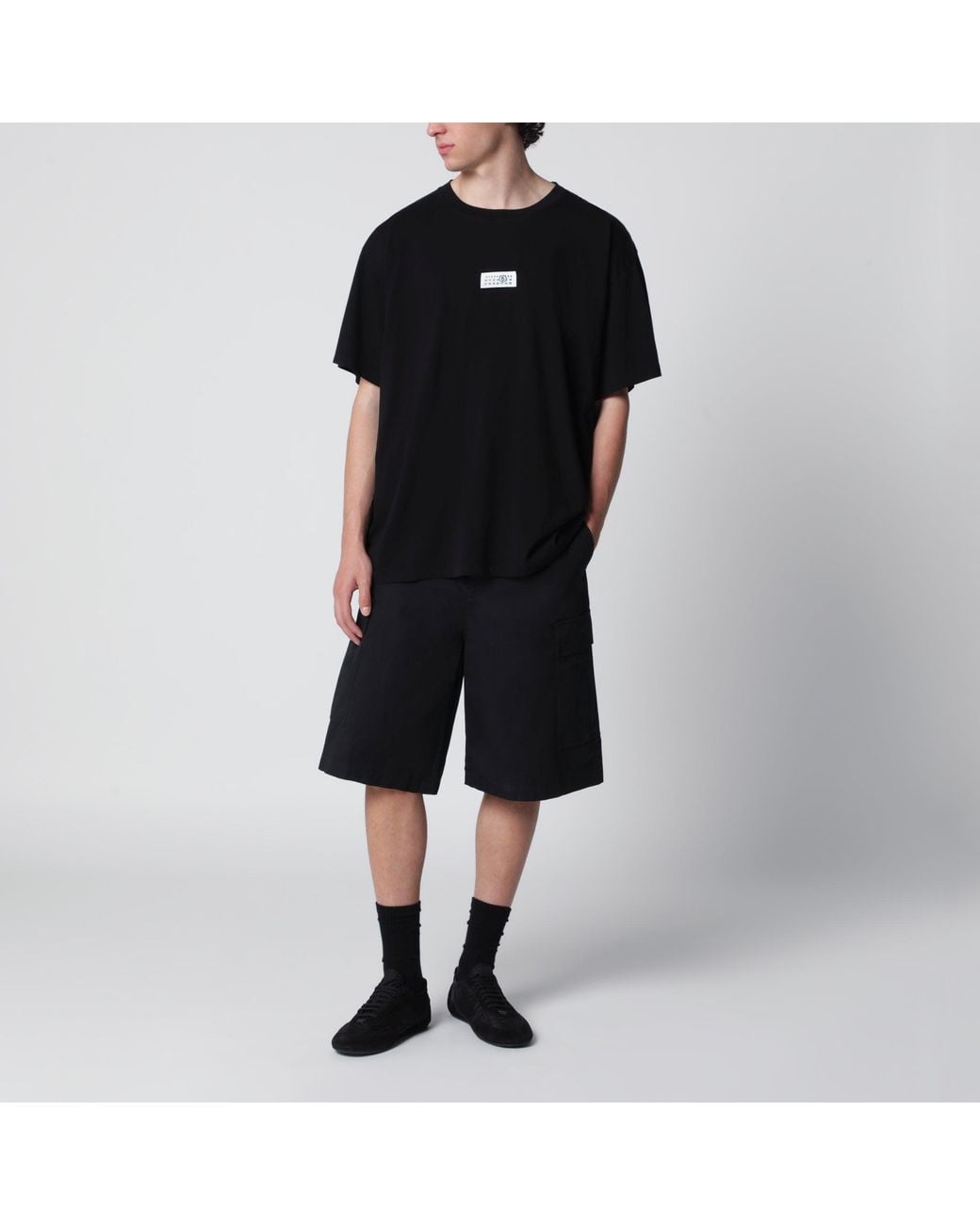 MM6 by Maison Margiela Black Cotton T-Shirt With Numeric Logo for men