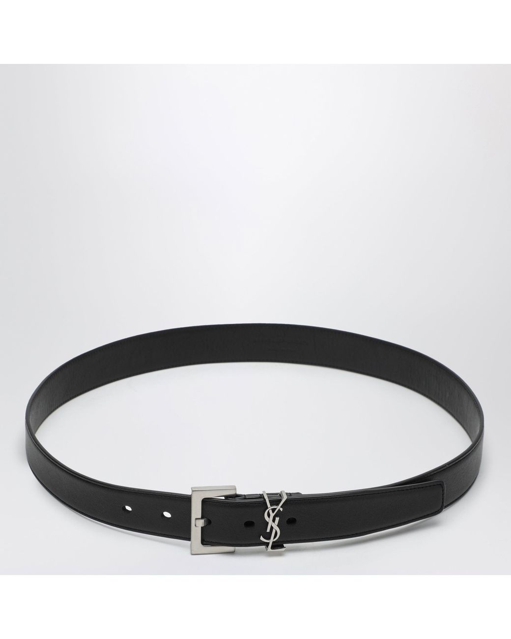 Saint Laurent Brown Cassandre Smooth Leather Belt