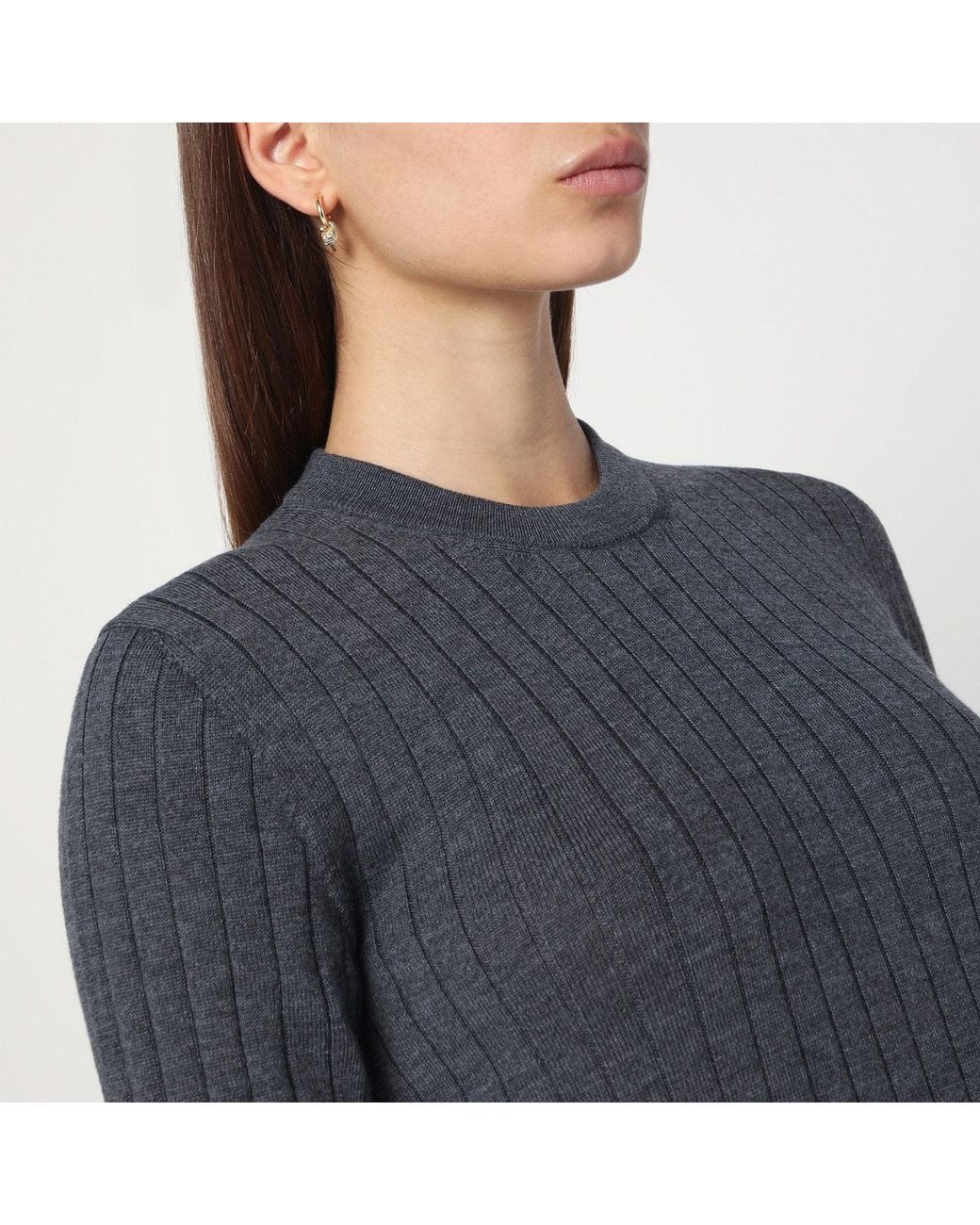 Bottega Veneta Gray Anthracite Wool Sweater