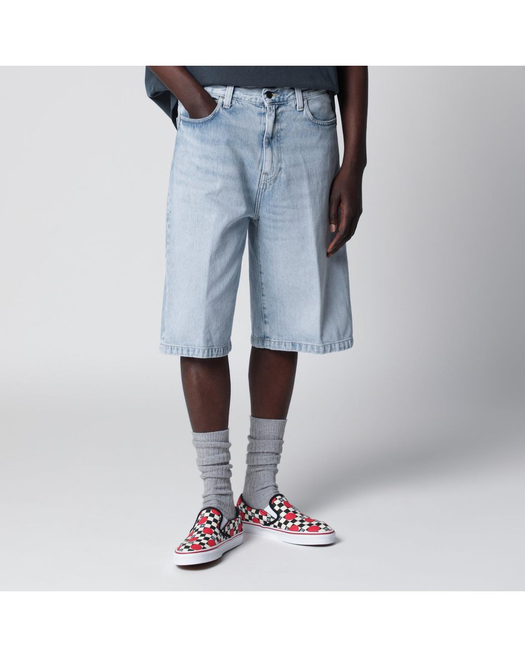 Carhartt Blue Langdon Short Loose-Fit Cotton Denim Shorts for men
