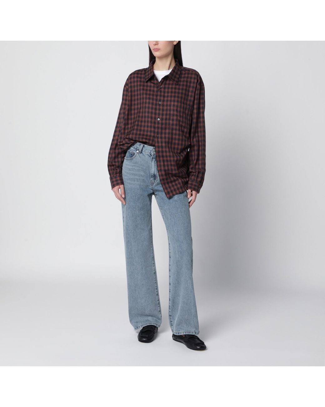 DUNST Brick Checked Flannel Shirt in Red | Lyst UK