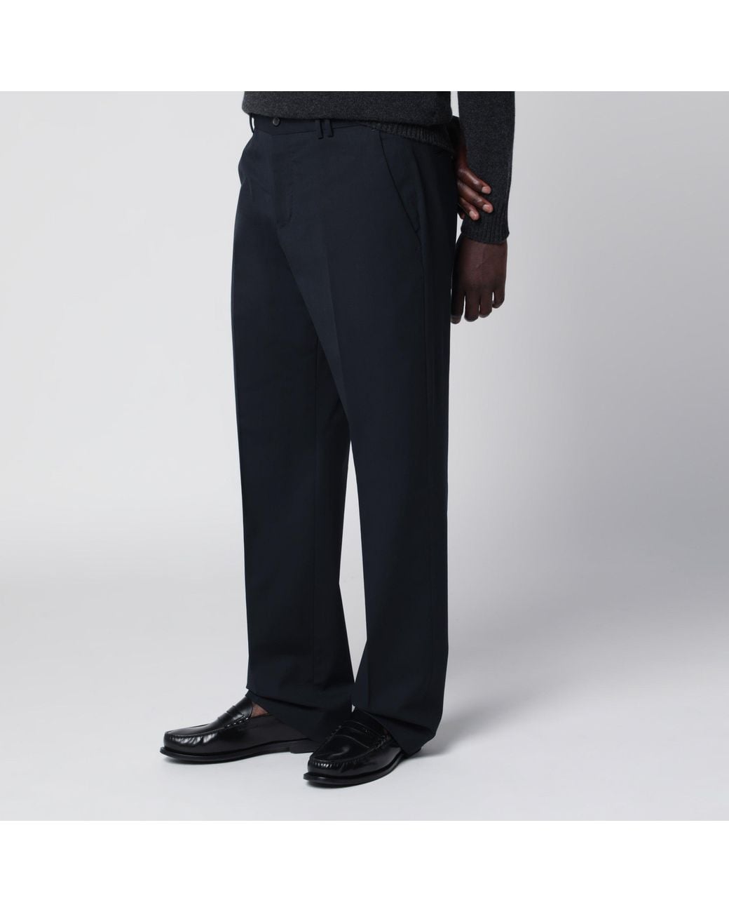 PT Torino Blue Wool-Blend Trousers for men