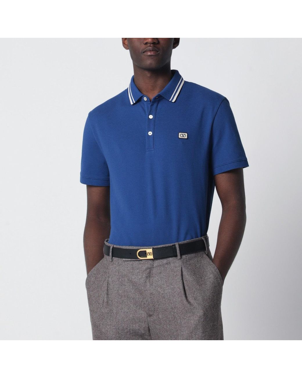 Valentino Blue Polo Shirt With Vlogo Patch for men